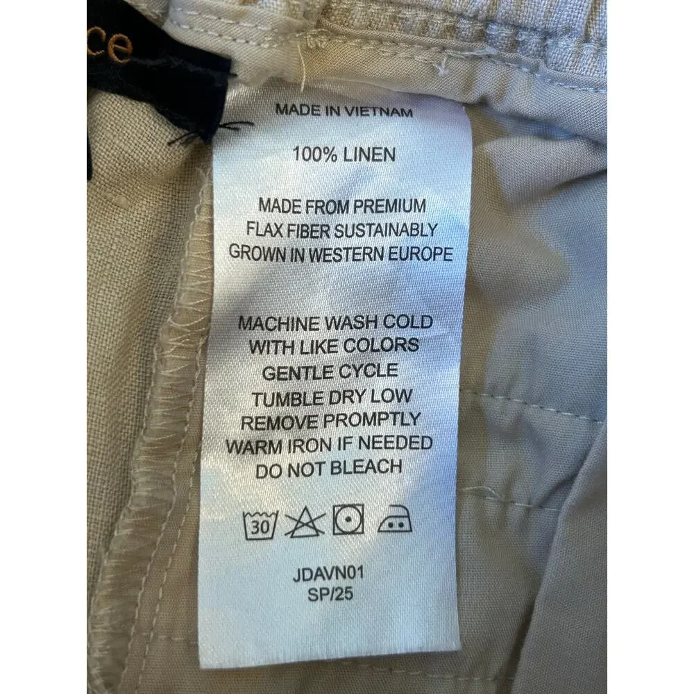 Quince 100% European Linen Wide Leg Pants XS Flax Beige Pull On 27